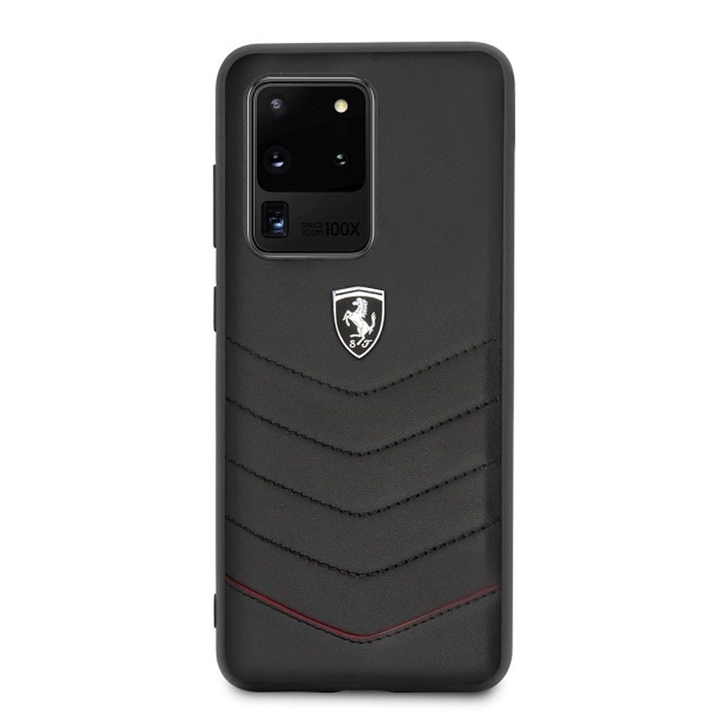 Ferrari Handyhülle Lederhülle Cover, Echtleder, gesteppt, kabellos ladefähig