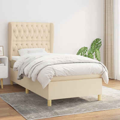 vidaXL Bett Boxspringbett mit Matratze Creme 90x200 cm Stoff