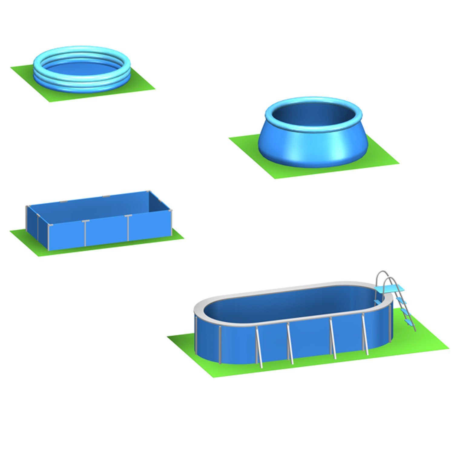 Outdoor 1,9m² Pool - eyepower - Bodenmatte Poolmatten Poolunterlage Große 8 50x50cm, Bodenschutzmatte