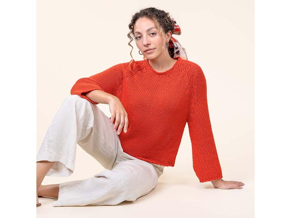 LIVING CRAFTS Rundhalspullover Living Crafts Bio-Damen-Strickpullover 'RICARDA' m