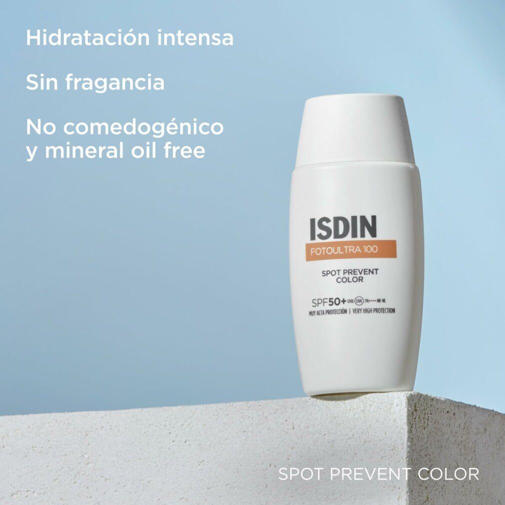 Isdin Tagescreme FOTO ULTRA etönte Gesichtssonnencreme verhindert Sonnenflecken SPF50+