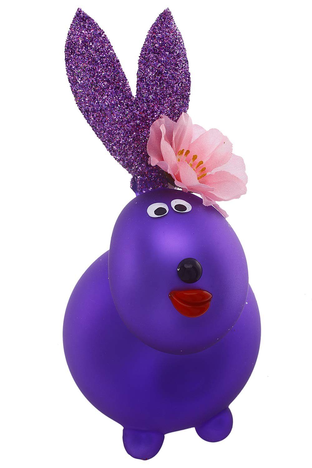 Hamburger Weihnachtskontor Osterhase Hase lila matt (1-tlg), mundgeblasen - handdekoriert