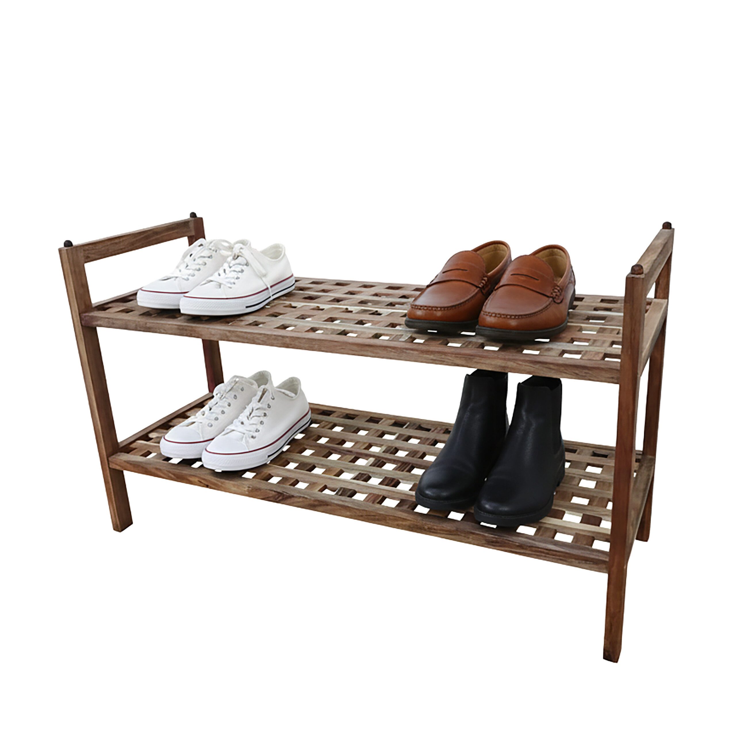 relaxdays Schuhregal aus Akazie mit 2 Ebenen