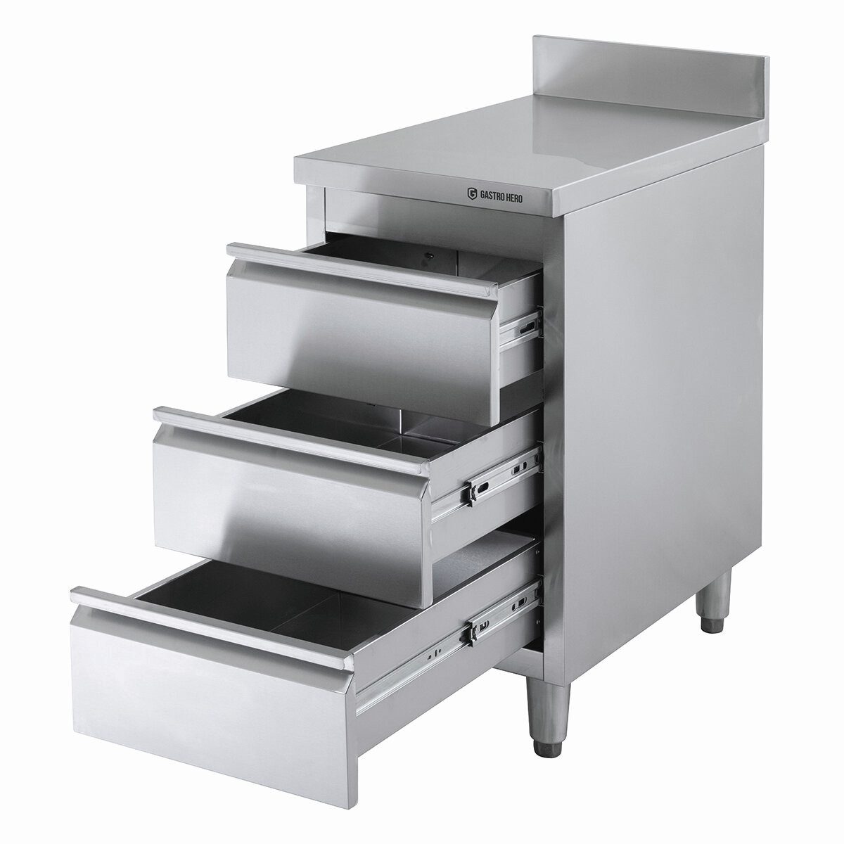 GastroHero Hochschrank Edelstahl Schubladenschrank 400x700 mm 3 Schubladen günstig online kaufen