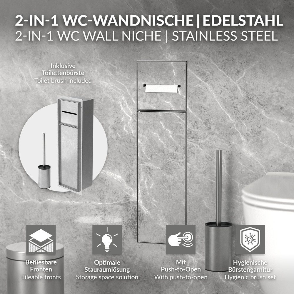 LuxeBath Toilettenpapierhalter Unterputz-Schrankmodul Edelstahl für Klobürs günstig online kaufen