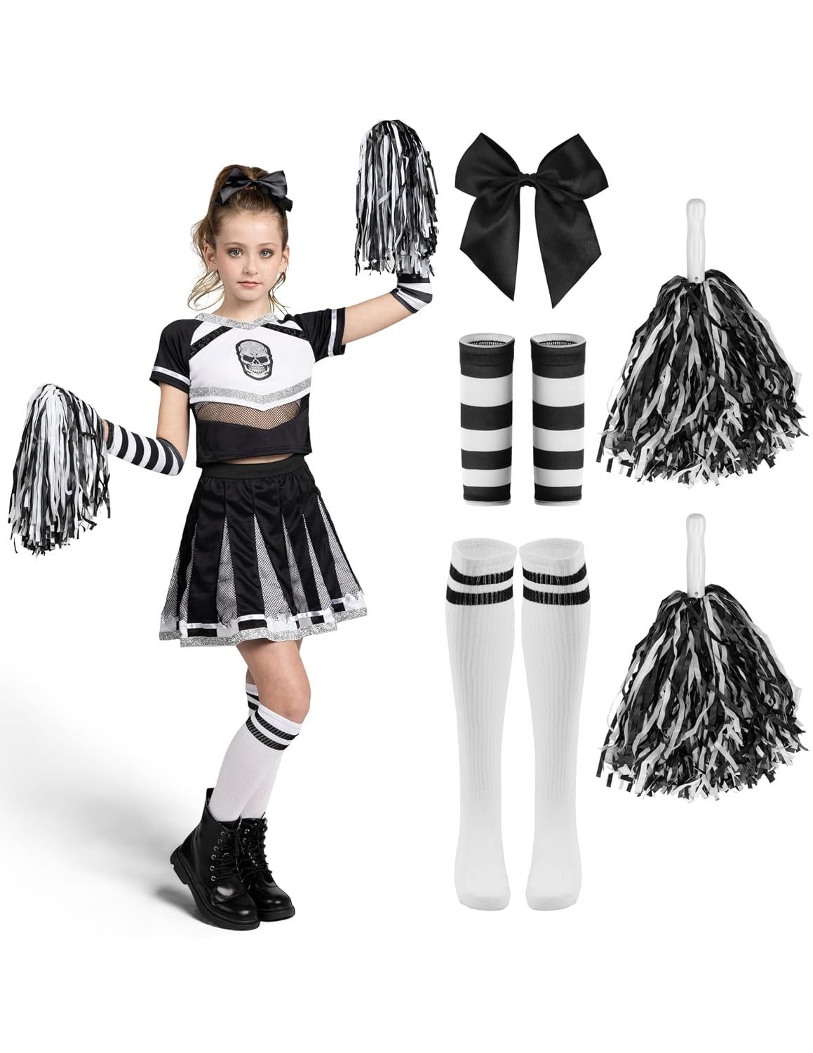Spooktacular Creations Kostüm Spooktacular Creations Halloween-Cheerleader-Kostüm für Mädchen, Böser