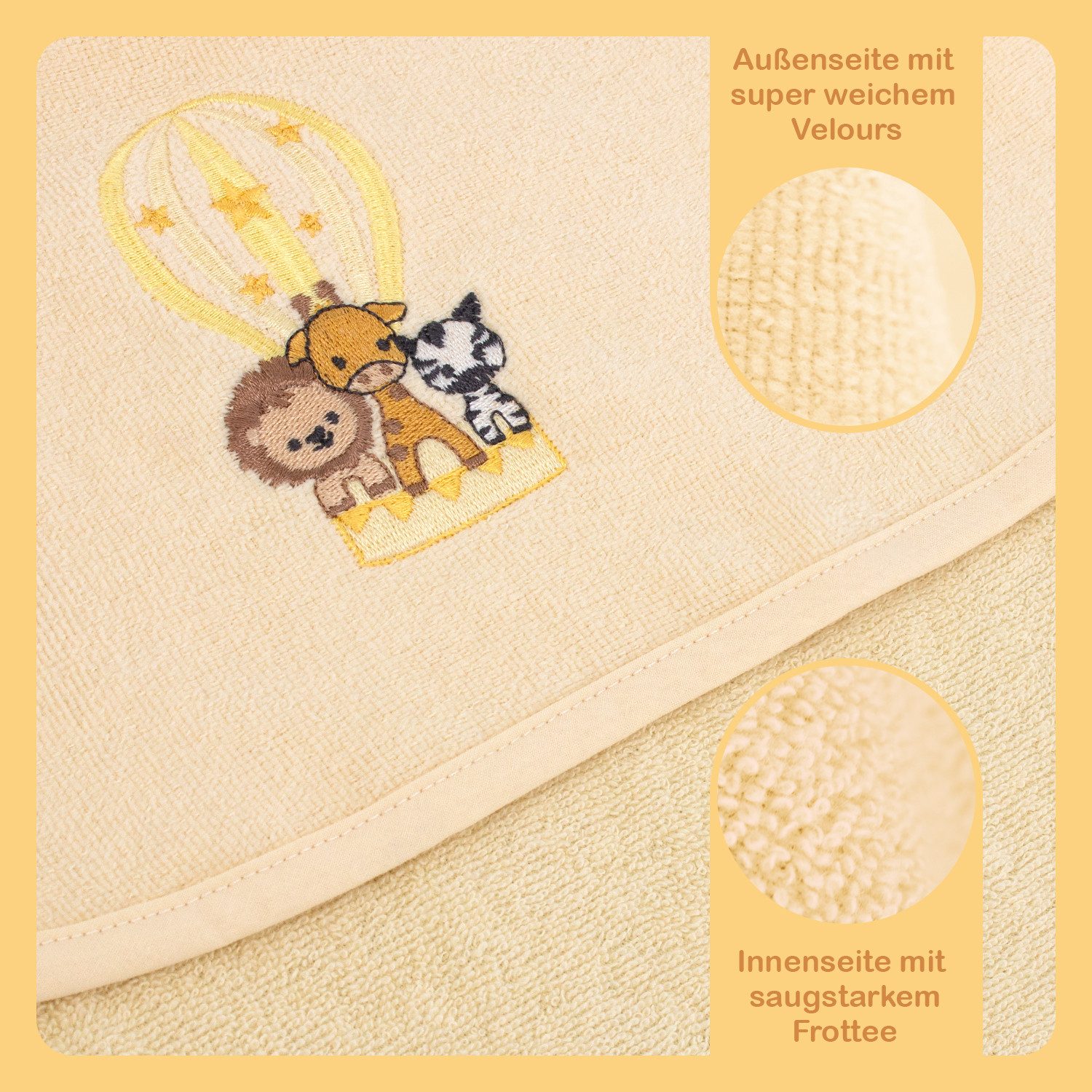 celodoro Babybademantel Baby Bade Geschenk Set 5-teilig, Baumwolle – Bild 4 von 5