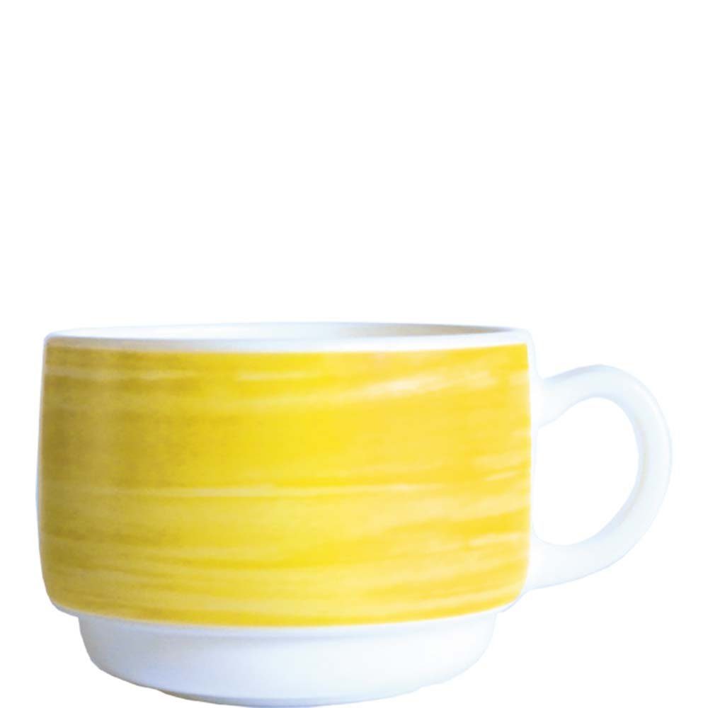 Arcoroc Tasse Brush Yellow, Opal, Obertasse Kaffeetasse stapelbar 190ml Opal Gelb 12 Stück