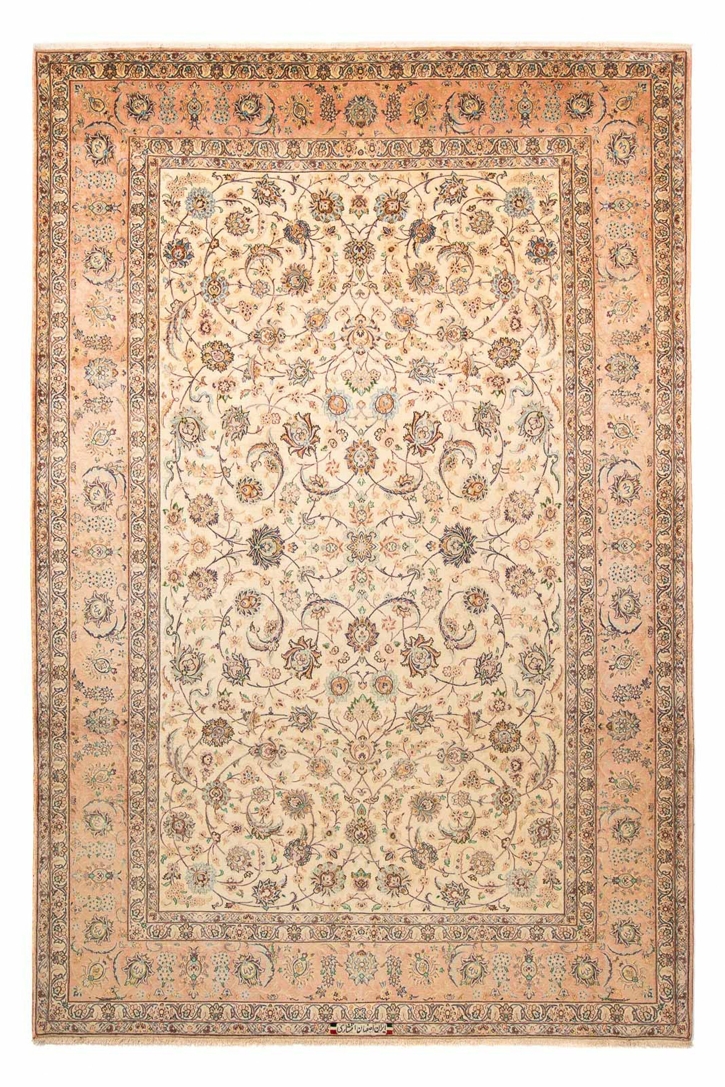 x Isfahan Perser Premium - Wohnzimmer, - Zertifikat - 203 Handgeknüpft, rechteckig, Orientteppich Einzelstück morgenland, 6 beige, - 308 mm, cm mit Höhe: