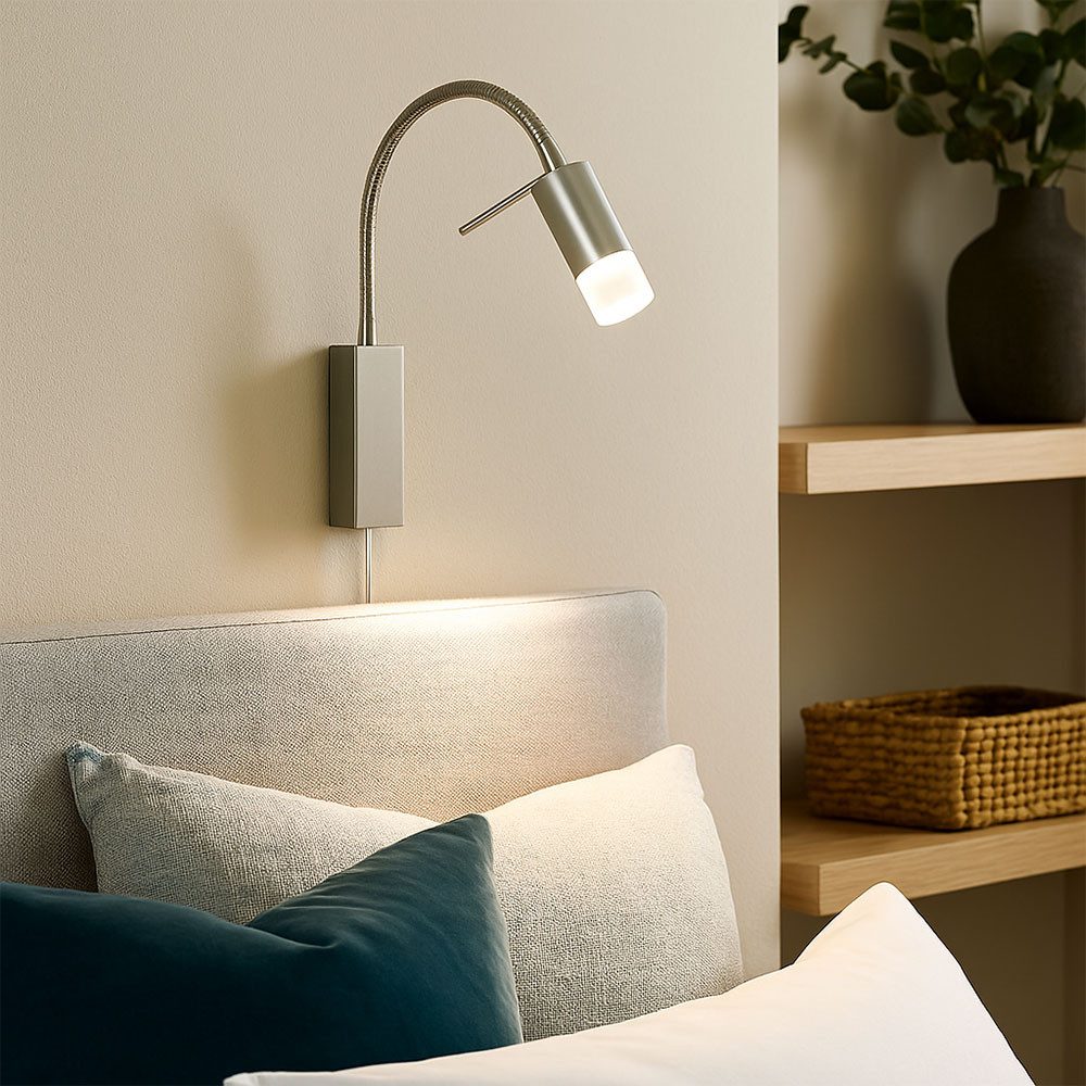 FISCHER & HONSEL LED Wandleuchte, LED-Leuchtmittel fest verbaut, Warmweiß, Wandlampe Bettleuchte Schlafzimmerlampe LED Leseleuchte flexibel 40 cm