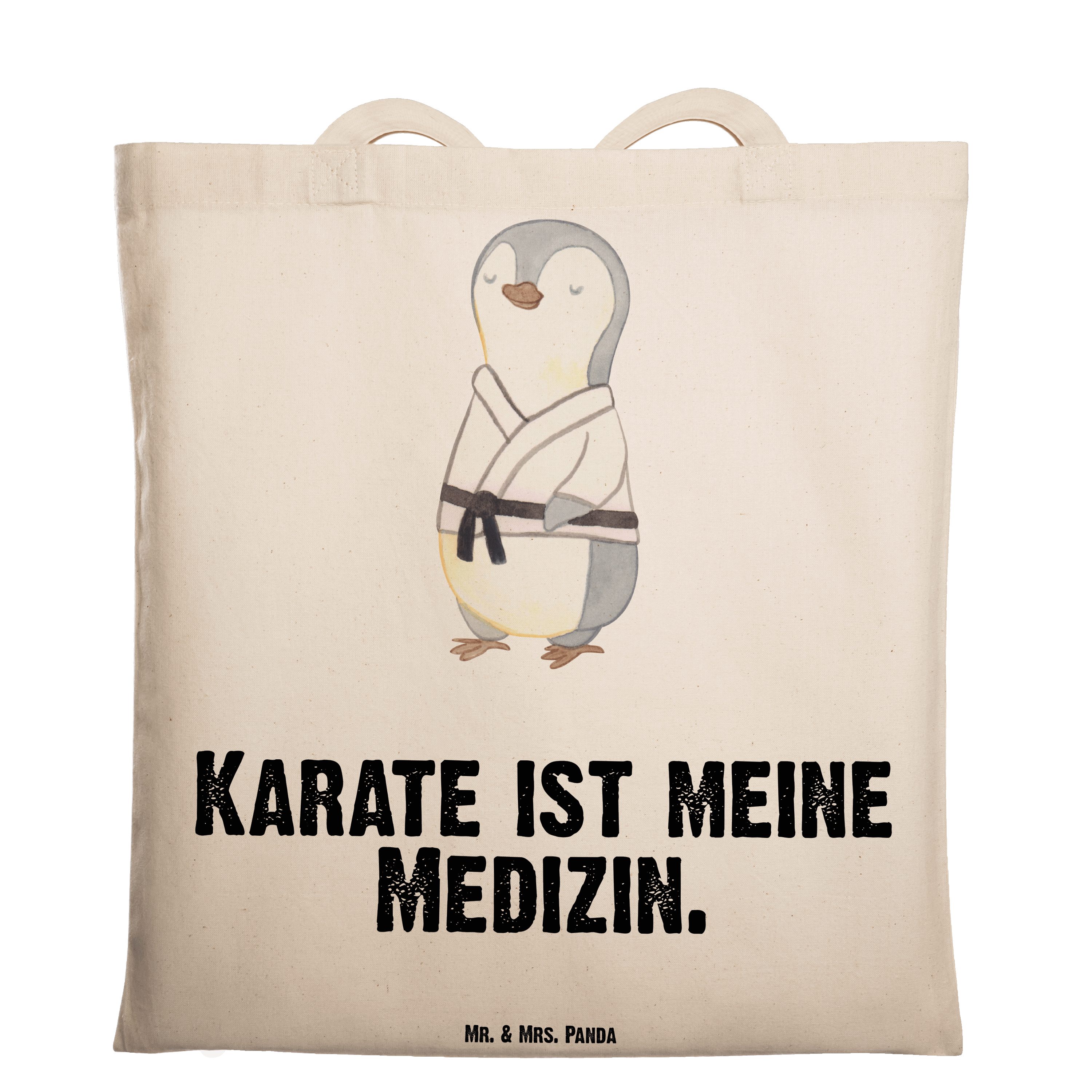 Mr. & Mrs. Panda Tragetasche Pinguin Karate Medizin - Transparent - Geschenk, Kampfsportart, Stoff (1-tlg)