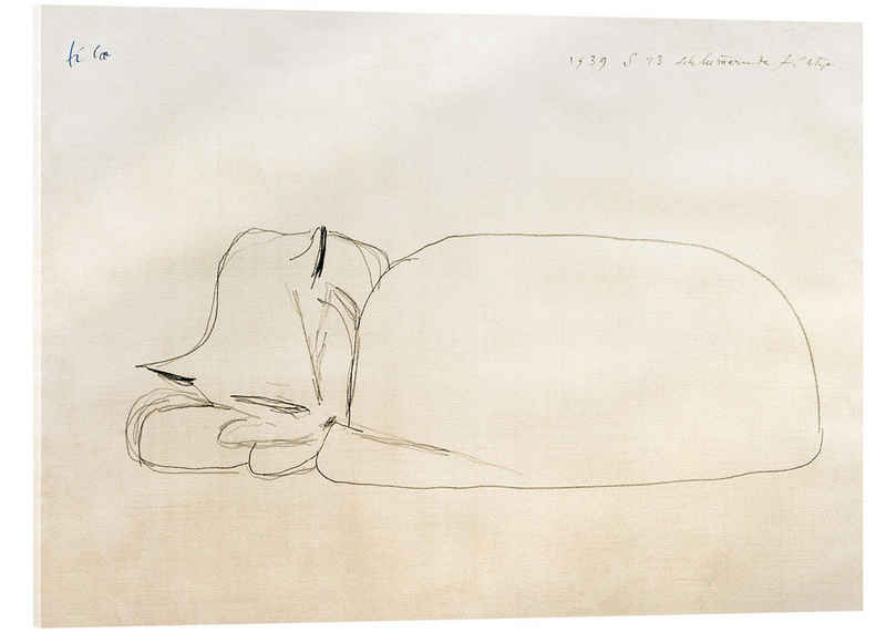 Posterlounge Acrylglasbild Paul Klee, Schlummernde Katze, Malerei