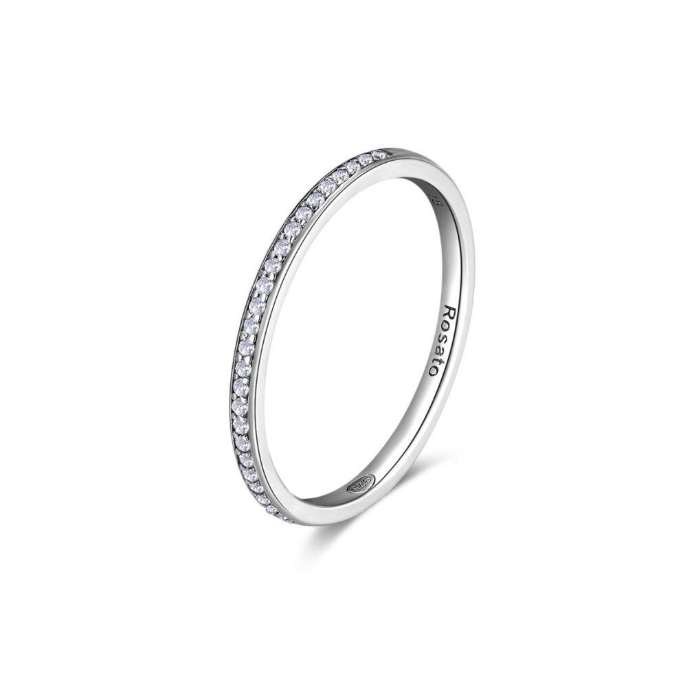 Rosato Fingerring Minimalist silver ring with Allegra RZA029 zircons - Circuit: 56 mm