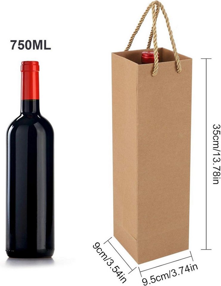 Thumbnail - LuxusKollektion Geschenkpapier 12er Pack Wein Geschenktüten, Recycelbar, für