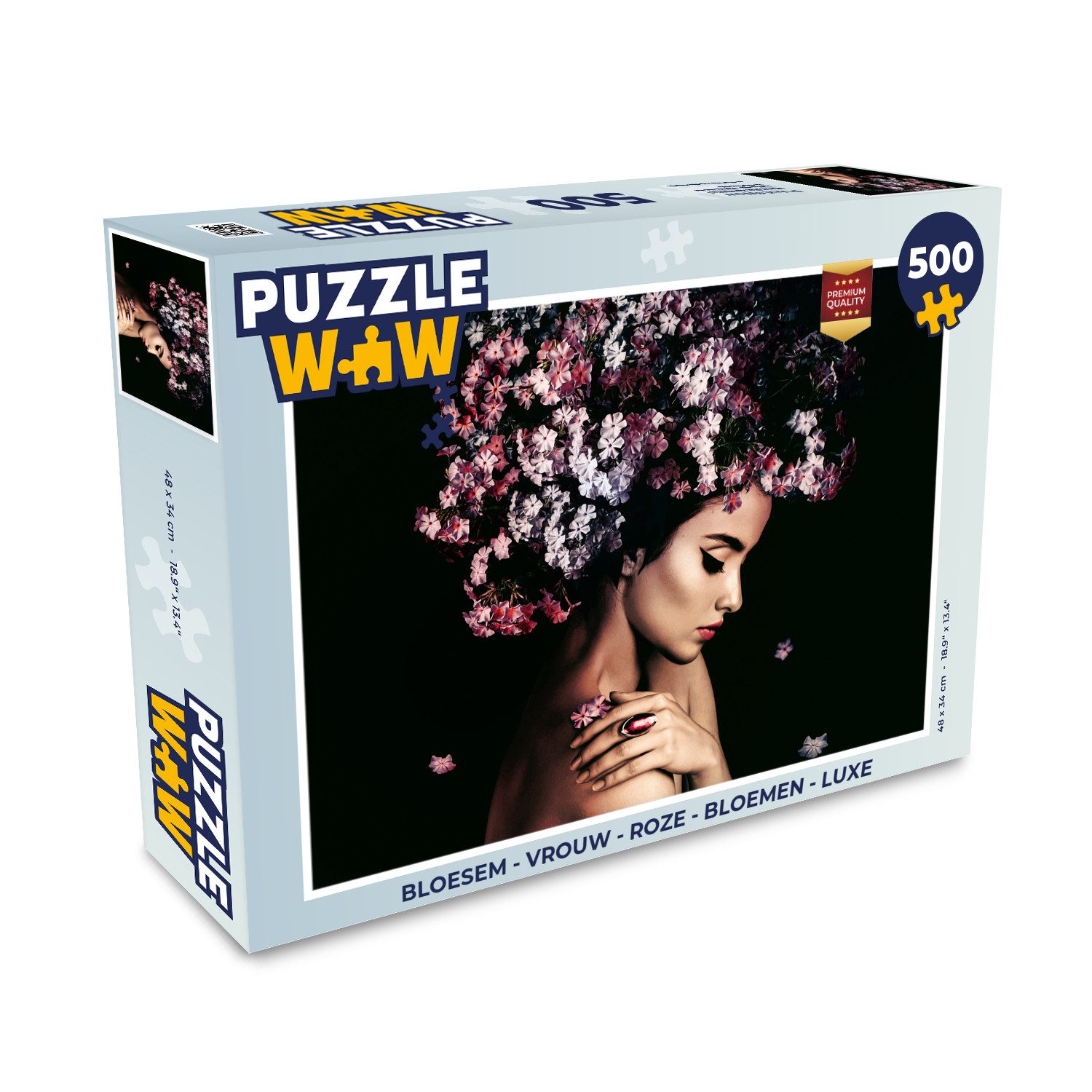 MuchoWow Puzzle Blossom - Frau - Rosa - Luxus, 500 Puzzleteile, Foto-Puzzle, Bilderrätsel, Puzzlespiele, Spielzeug