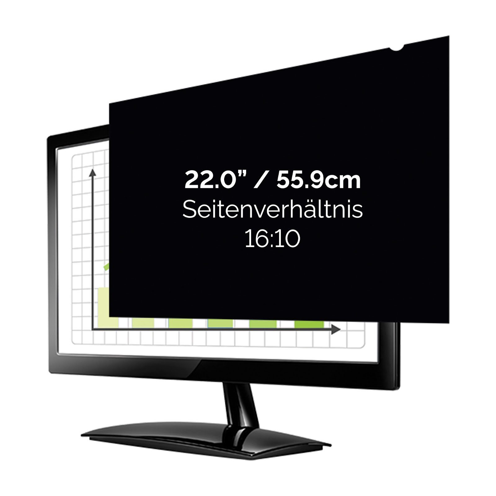 FELLOWES Displayschutzfolie PrivaScreen Monitor-Sichtschutzfilter für Monitor 22,0 Zoll (16:10), 1 Stück, 47,31 x 29,53 cm, Blaulichtfilter, DSGVO-konform