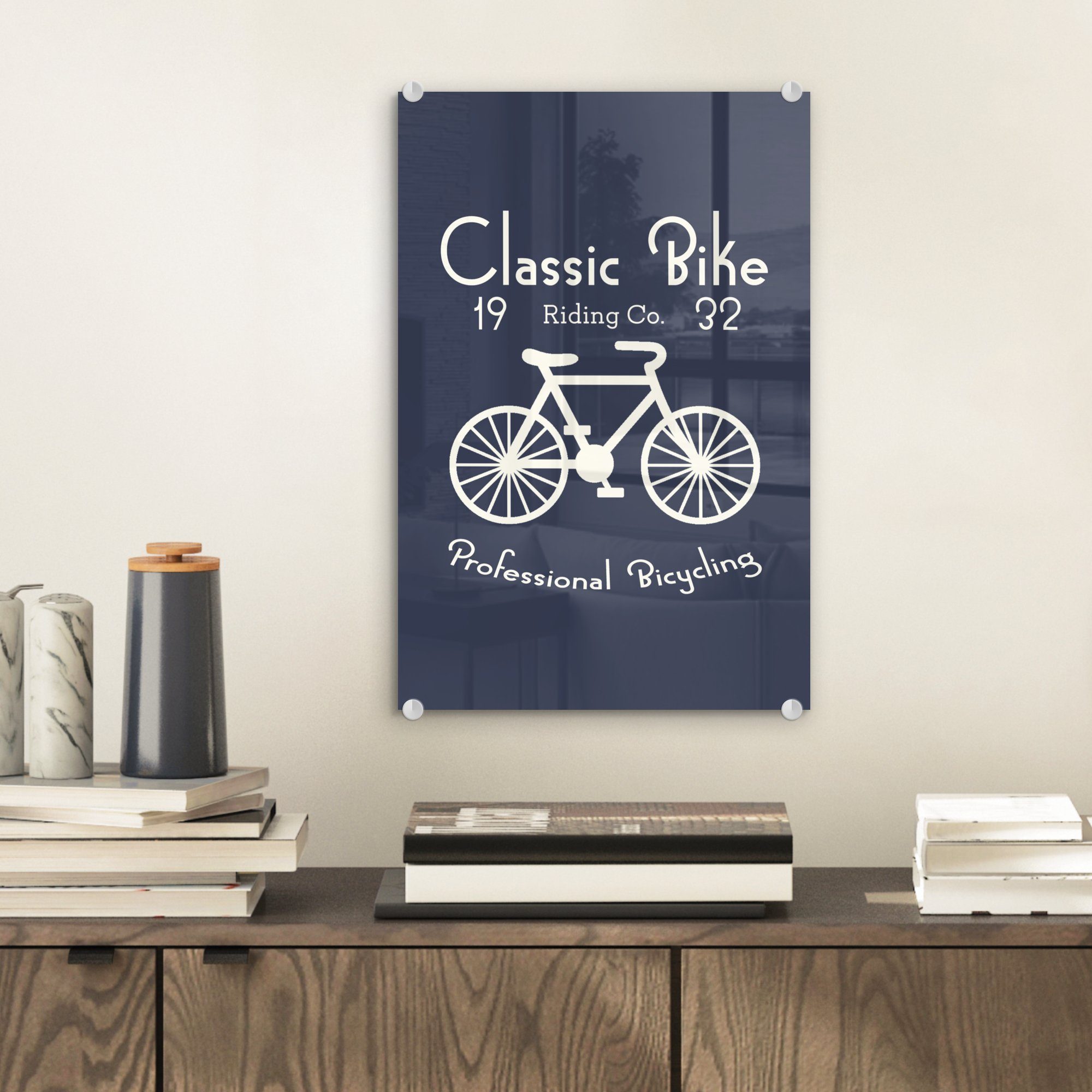 (1 Foto - - Glasbilder Fahrrad Bilder Glas Wanddekoration auf auf Text, - Jahrgang - Acrylglasbild St), Glas - MuchoWow Wandbild