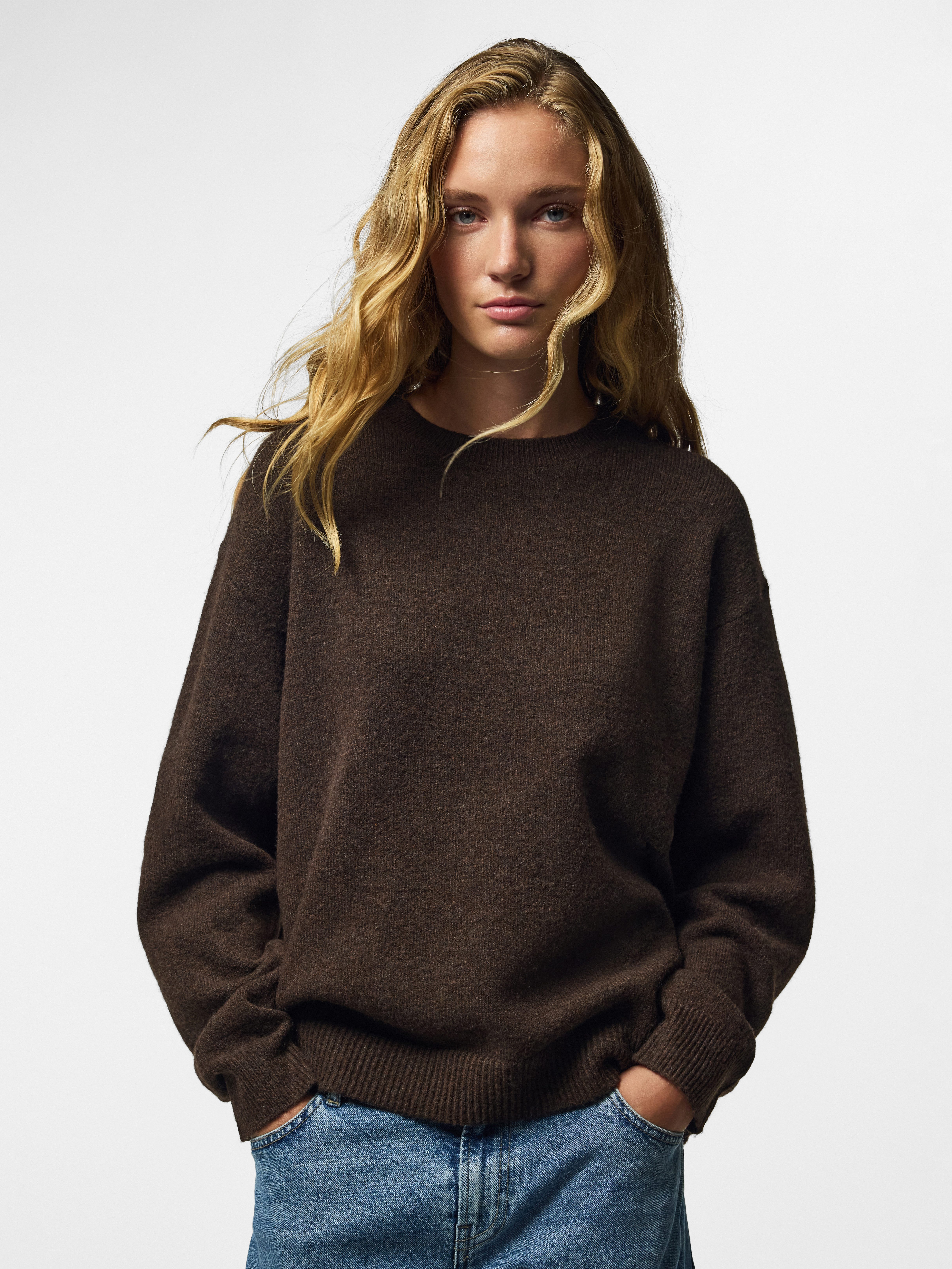 pieces Rundhalspullover PCSALLY LS O-NECK KNIT NOOS BC Materialmix