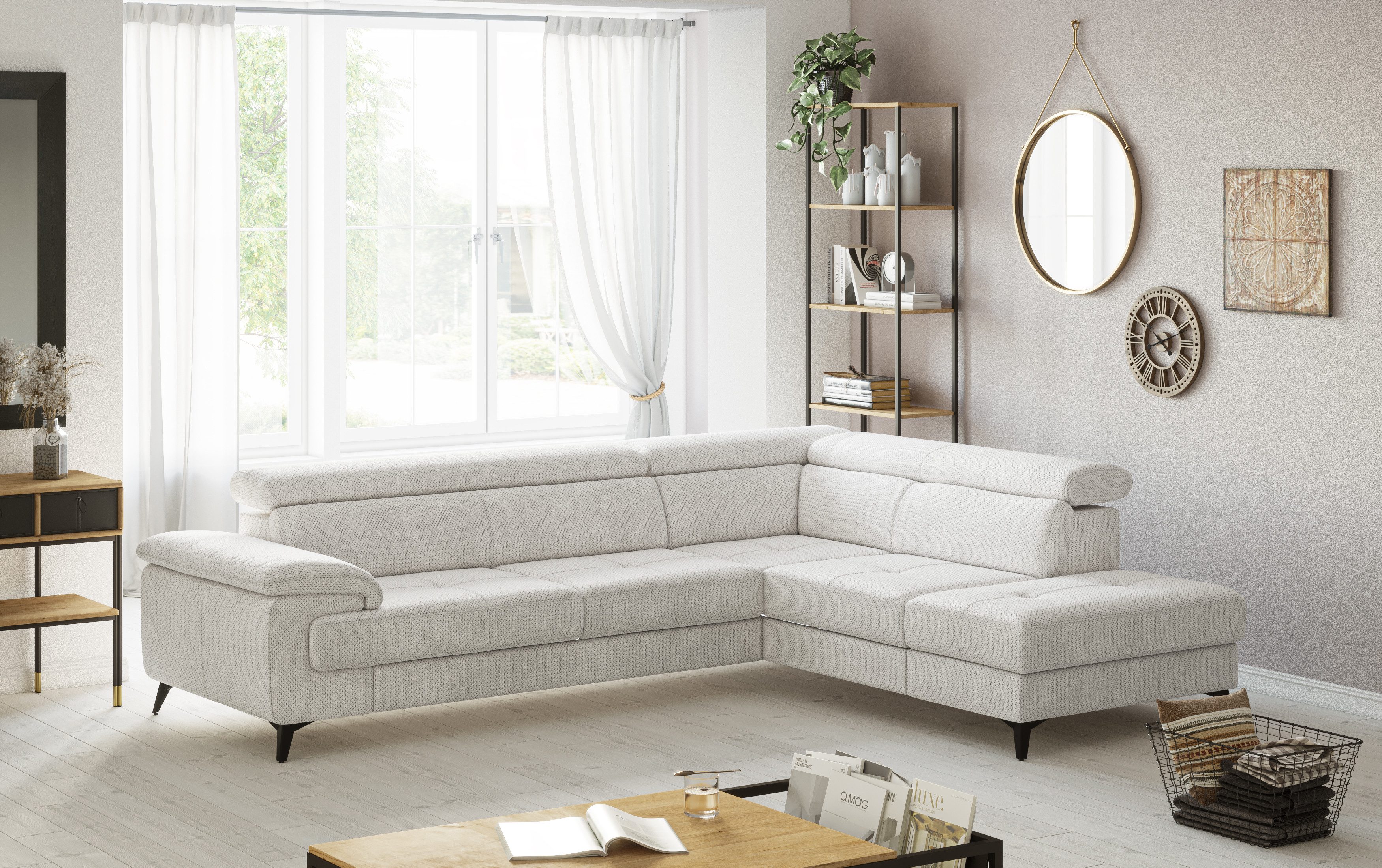 COTTA Ecksofa Astra L-Form, B: 286 cm, mit Kopfteilverstellung, optional Bettfunktion & Bettkasten