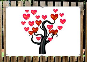 Wallario Sichtschutzzaunmatten Comic Baum mit Herzen