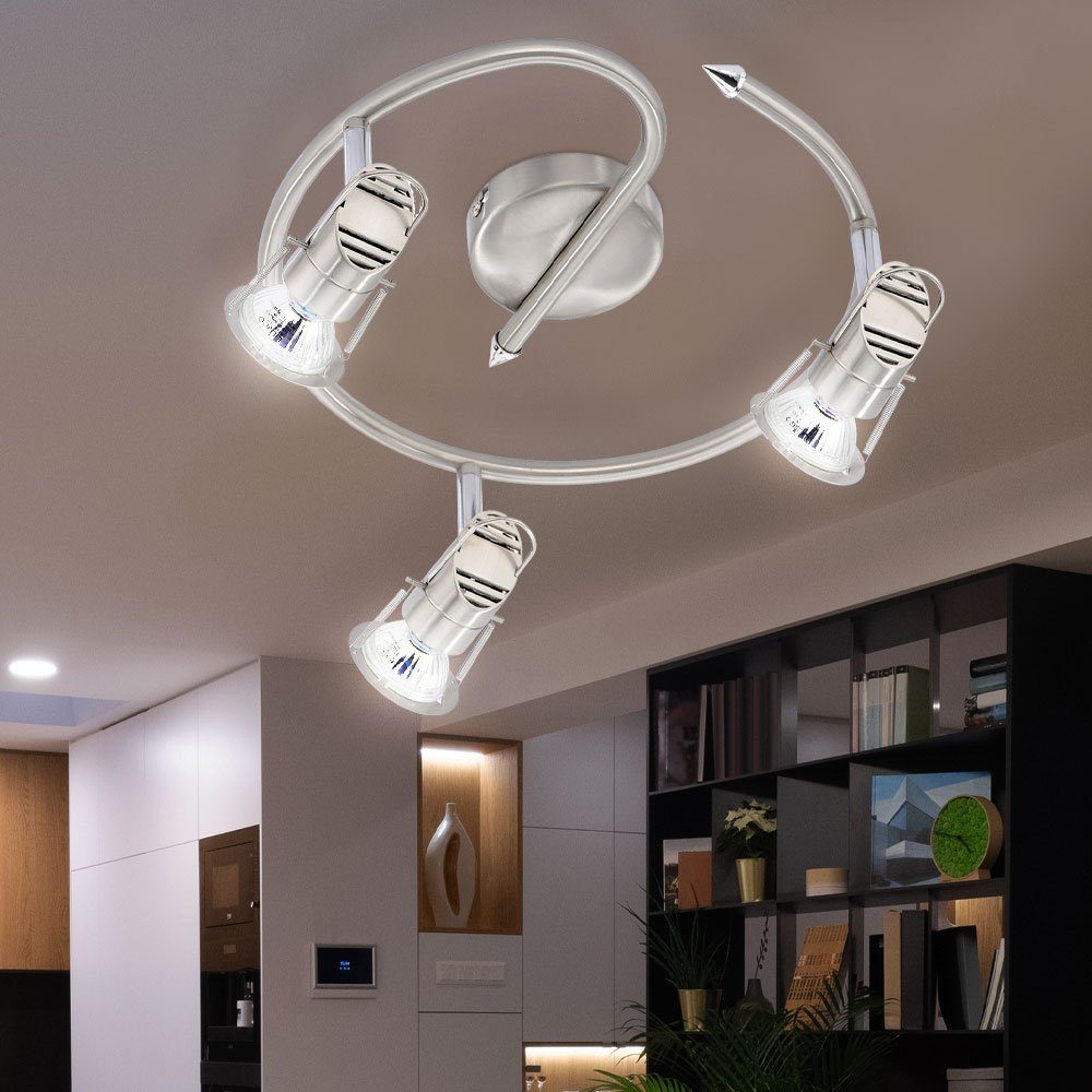 etc-shop LED Deckenleuchte, Leuchtmittel inklusive, Warmweiß, Deckenleuchte  Deckenlampe Wohnzimmerleuchte Spotrondell Stahl | Deckenlampen
