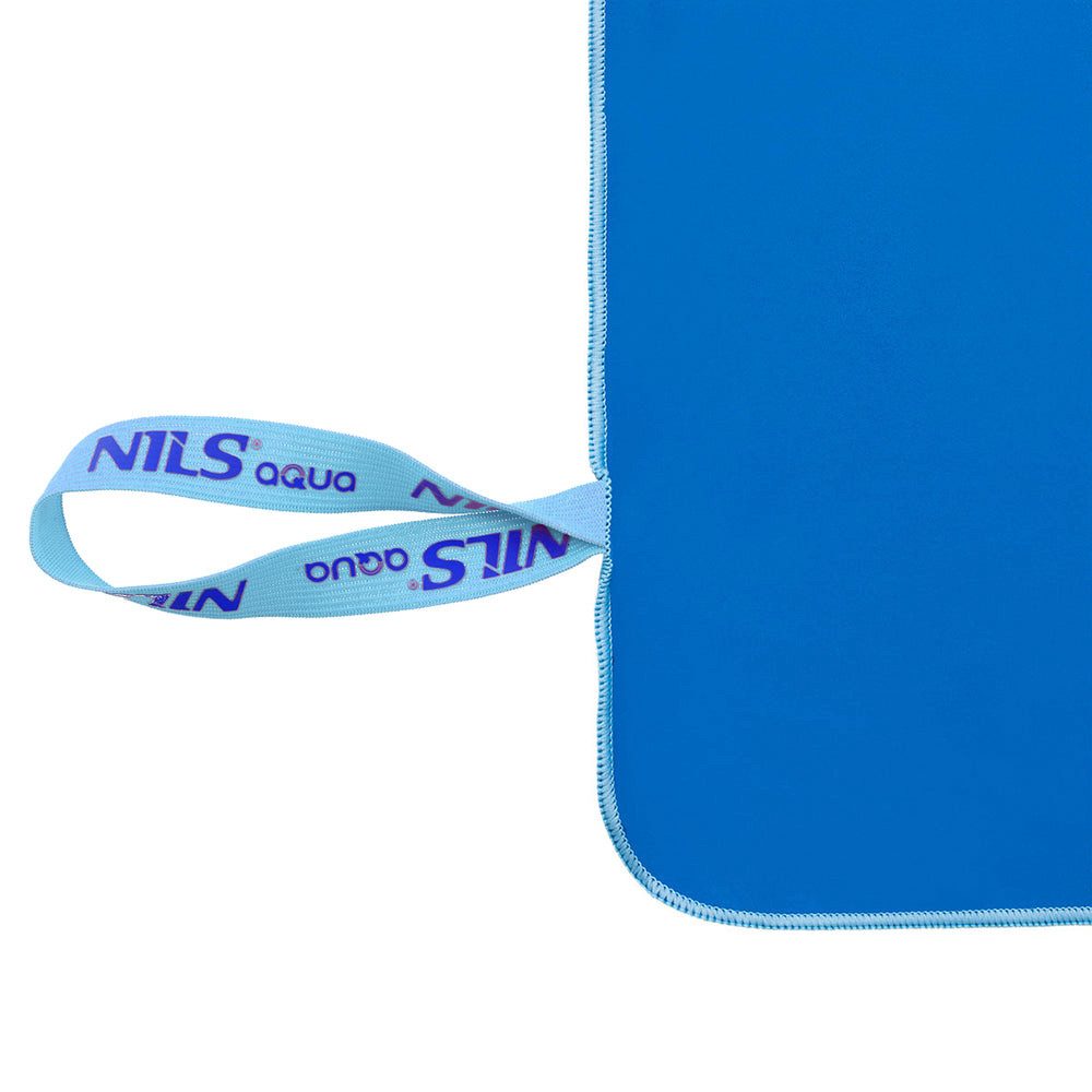 NILS AQUA Sporthandtuch Mikrofasertuch 180x100 cm, Mikrofaser (Spar-Set, 1-St), Mit 396 g leicht, klein faltbar und durch Gummiband fixiert