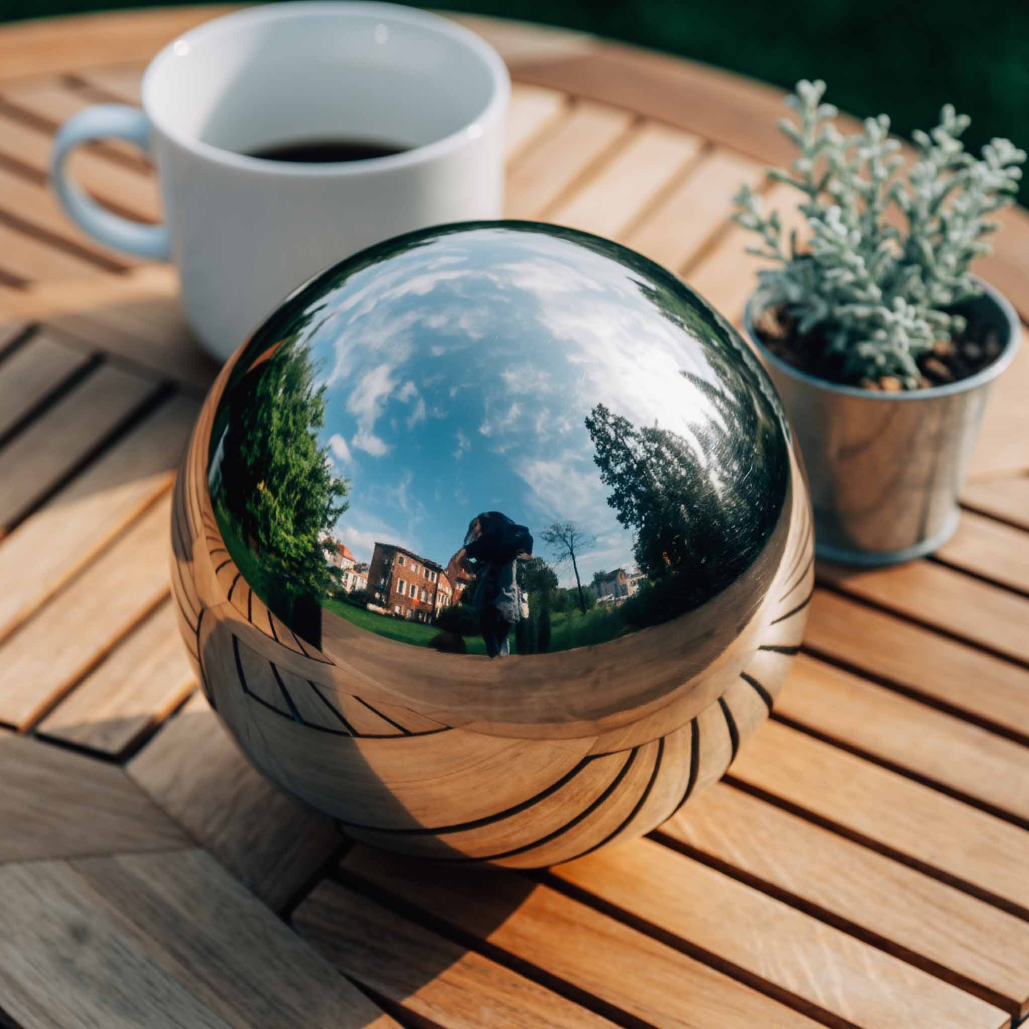 INTERGARDEN Dekokugel Edelstahl Ø 20 cm – winterfest für Garten, Teich & Außenbereich