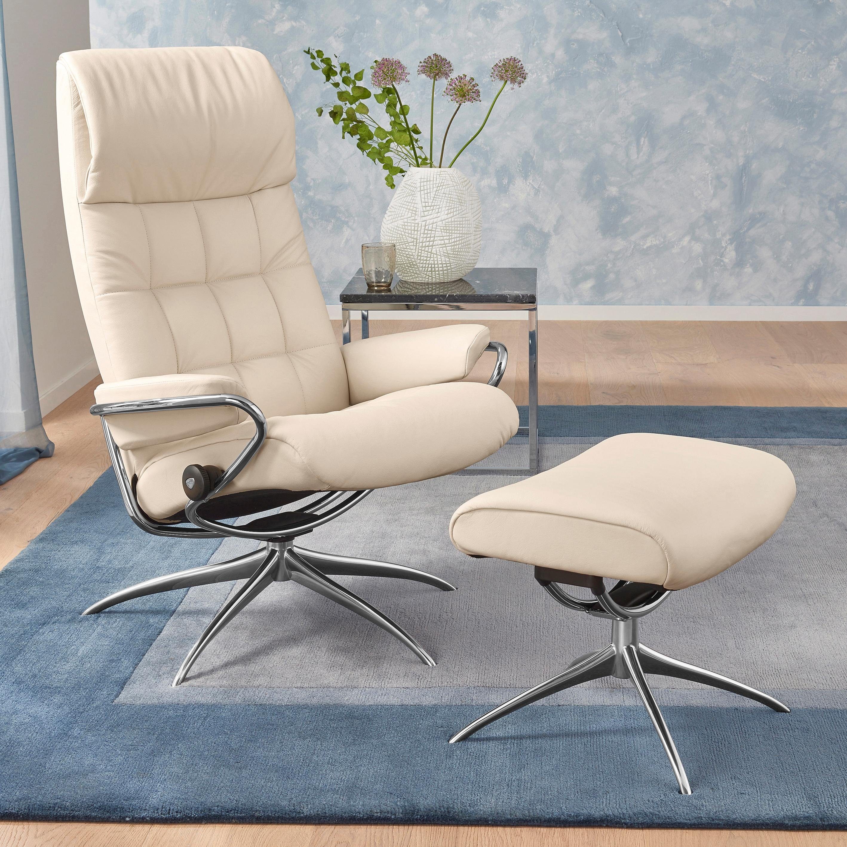 Stressless® Relaxsessel London (Set, Relaxsessel mit Hocker), mit Hocker, High Back, mit Star Base, Gestell Chrom