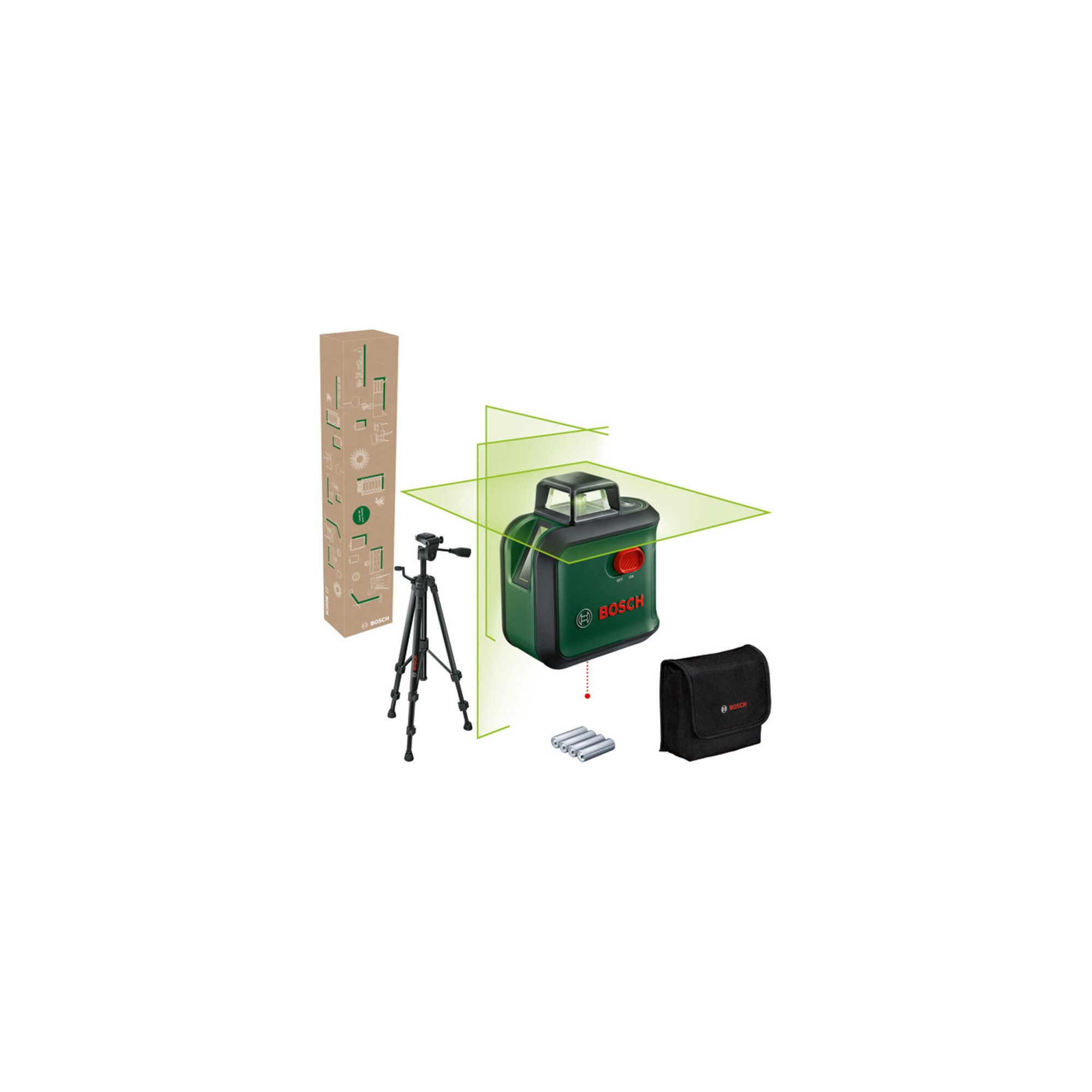 Bosch Professional Lasermessgerät Bosch Kreuzlinien-Laser AdvancedLevel 360 Set, Stativ TT 150, eCommerc