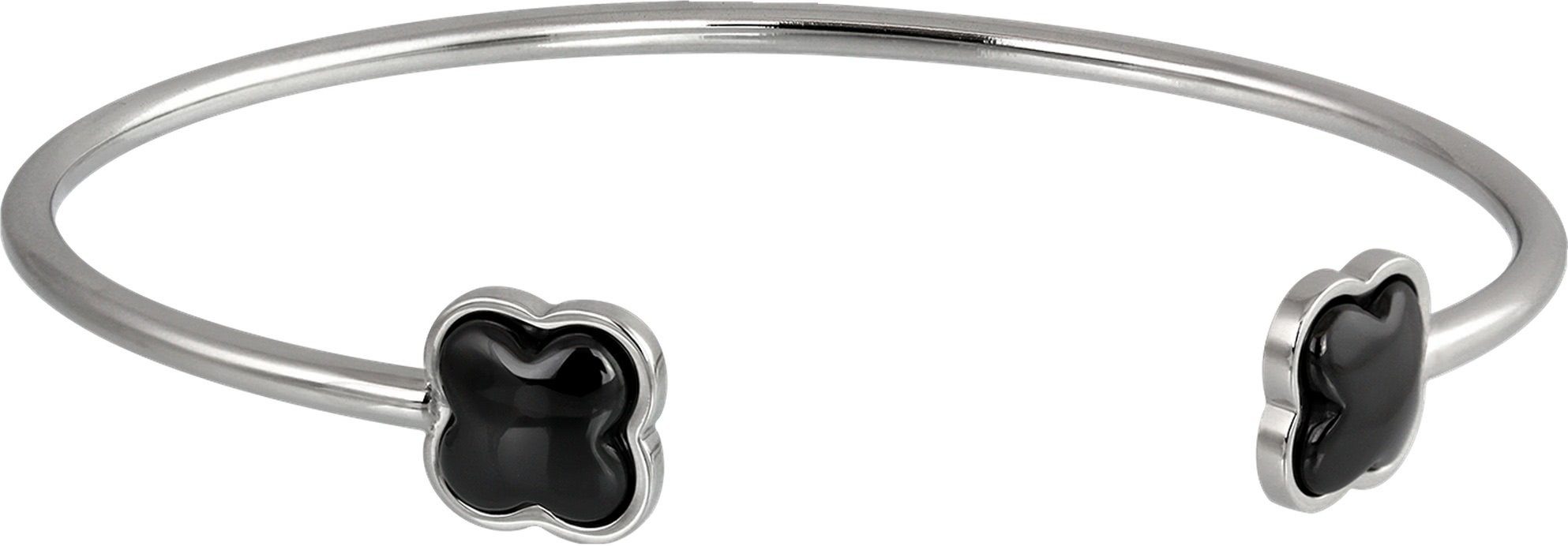 Amello Armreif Amello Armreifen Steel) schwarz (Armreif), Damen Edelstahl Kleeblatt für (Stainless silber Armreifen