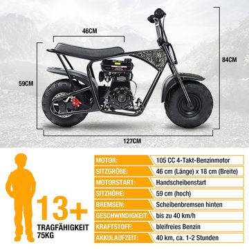 Oryxearth Dirt-Bike Dirt-Bike für Kinder Minicross 105 cc Gasbetriebenes Offroad-Motorrad