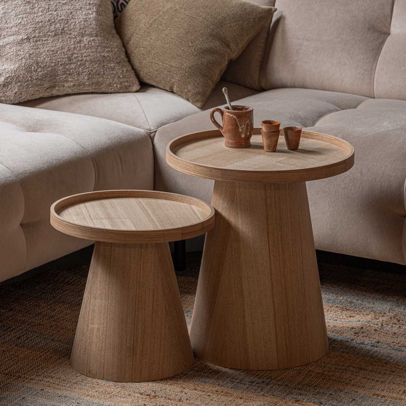 WOOOD Beistelltisch Maud aus Holz Natur, Ø 39 cm