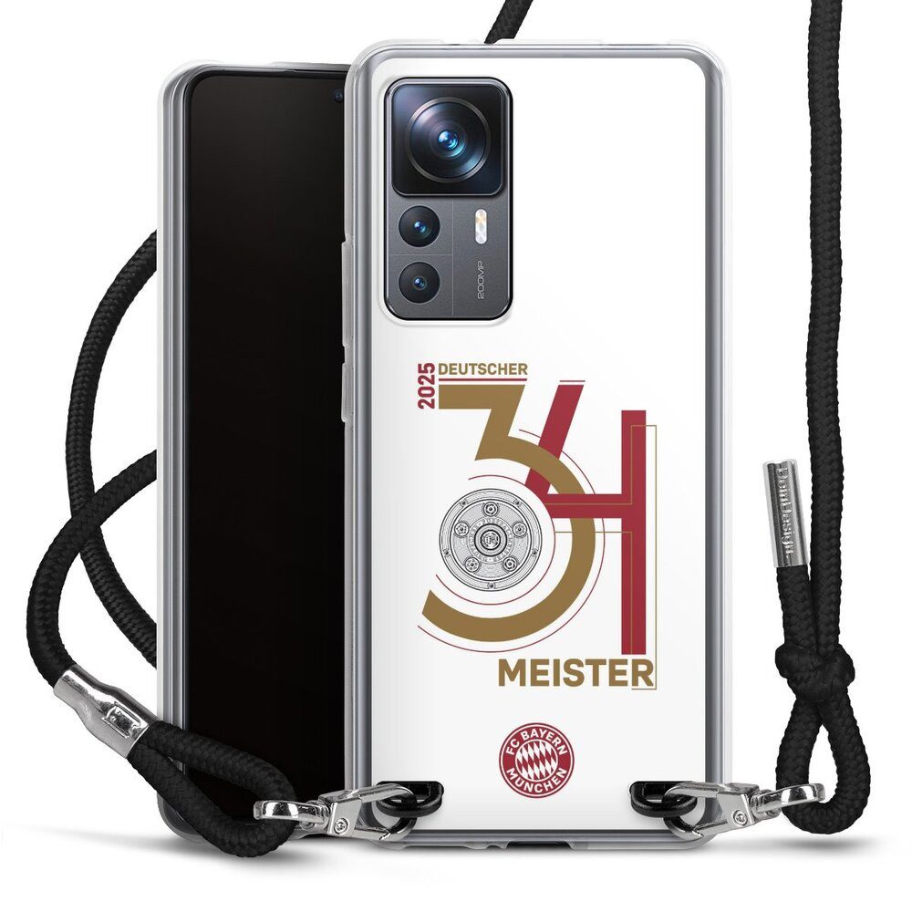 DeinDesign Handyhülle FC Bayern München Meister Offizielles Lizenzprodukt, Xiaomi 12T 5G Handykette Hülle mit Band Case zum Umhängen
