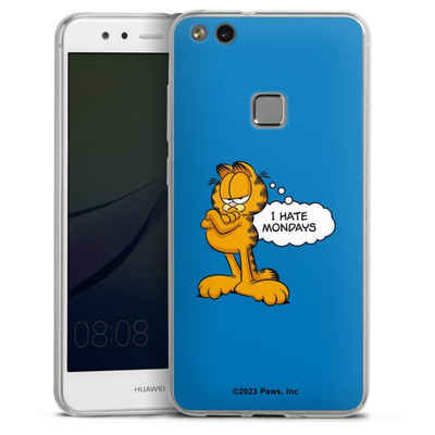 DeinDesign Handyhülle Garfield Katze Spruch Garfield I Hate Mondays Blue, Huawei P10 lite Slim Case Silikon Hülle Ultra Dünn Schutzhülle