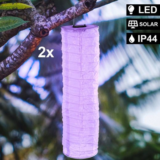 etc-shop Hängeleuchte, 2er Set LED Solar Außen Lampen Balkon Garten