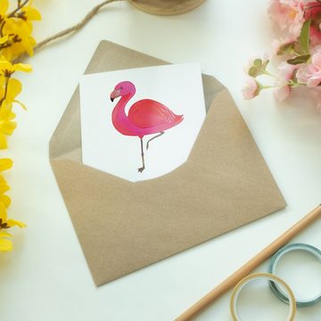 Mr. & Mrs. Panda Grußkarte Flamingo Classic - Weiß - Geschenk, Karte, Grußkarte, glücklich, für, Matte Innenseite
