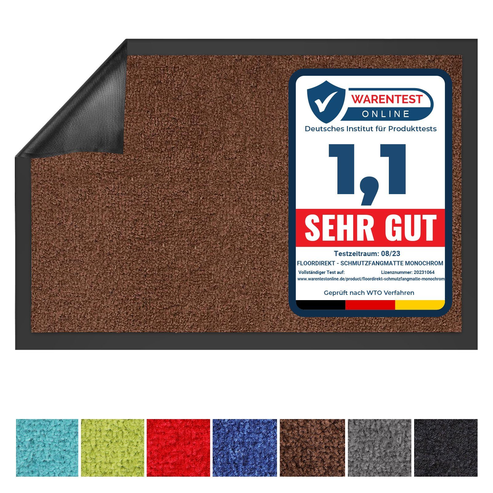 Fußmatte Sauberlaufmatte Dublin, viele Farben & Größen, waschbar, Karat, rechteckig, Höhe: 7 mm, geeignet für Fußbodenheizung Braun