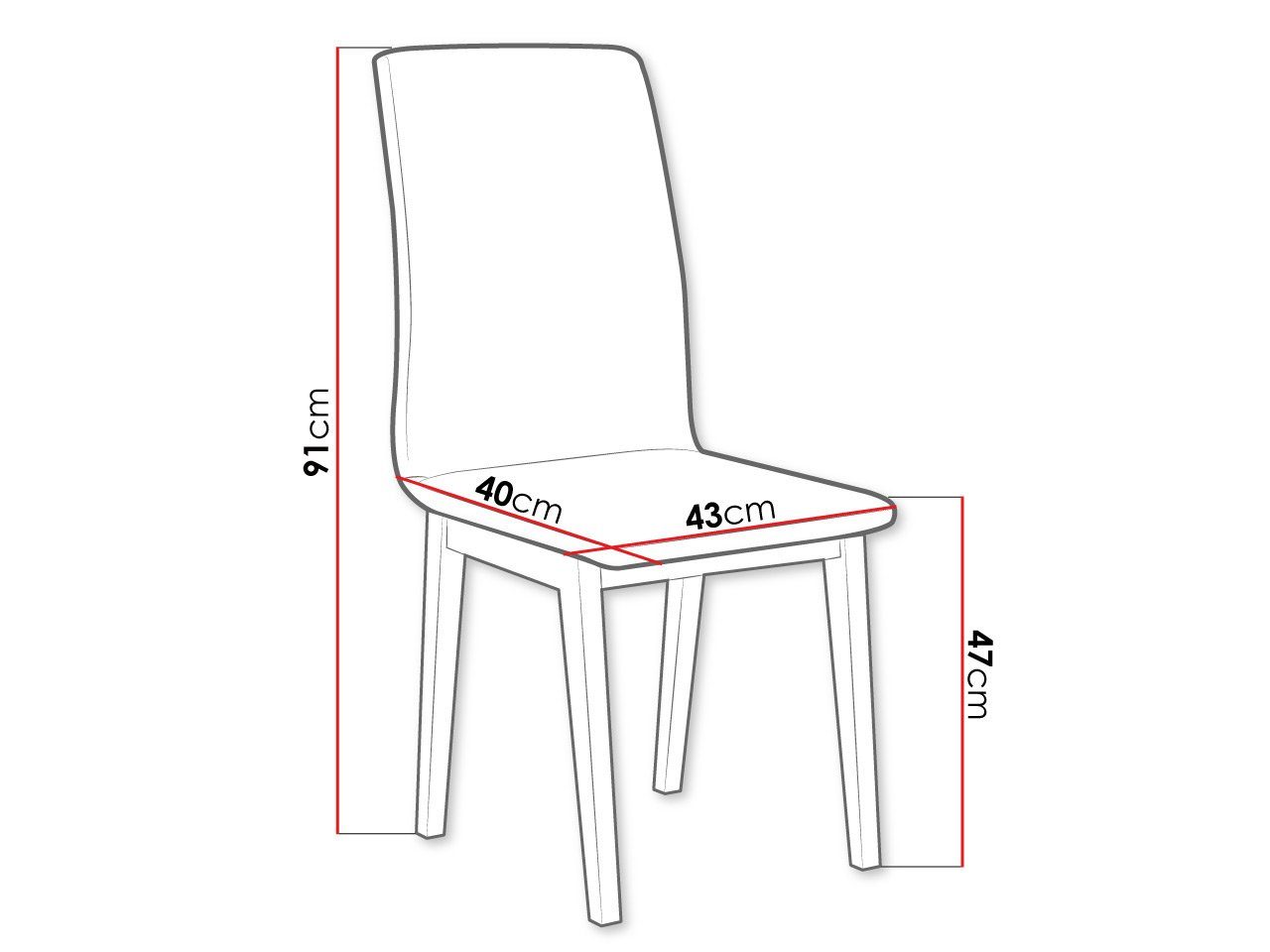 cm Stuhl aus Stück), Buchenholz, I Luna (1 43x40x91 MIRJAN24