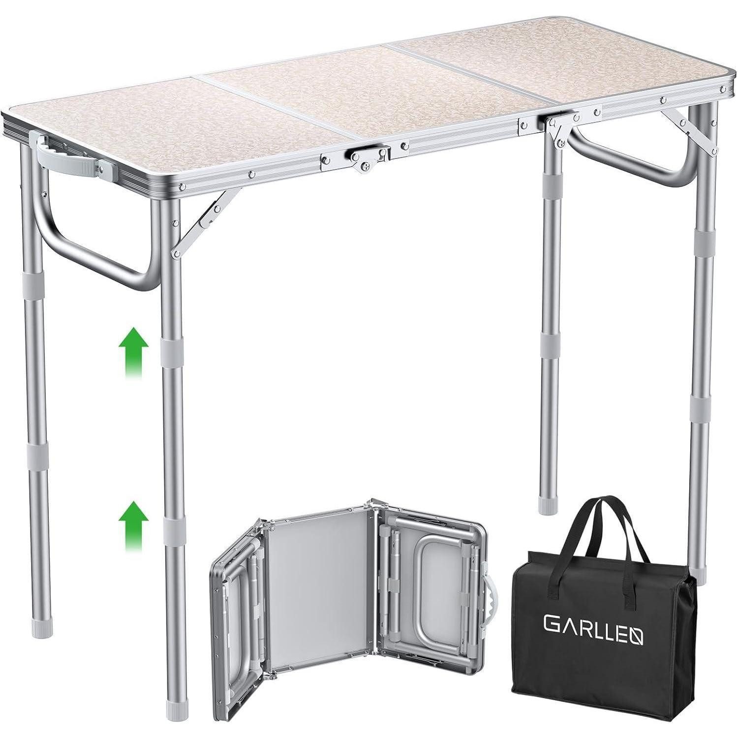 LuxusKollektion Campingtisch Campingtisch Klappbar 3 Höhen 26 48 Weiß 87x40cm 3 verstellbare Höhe
