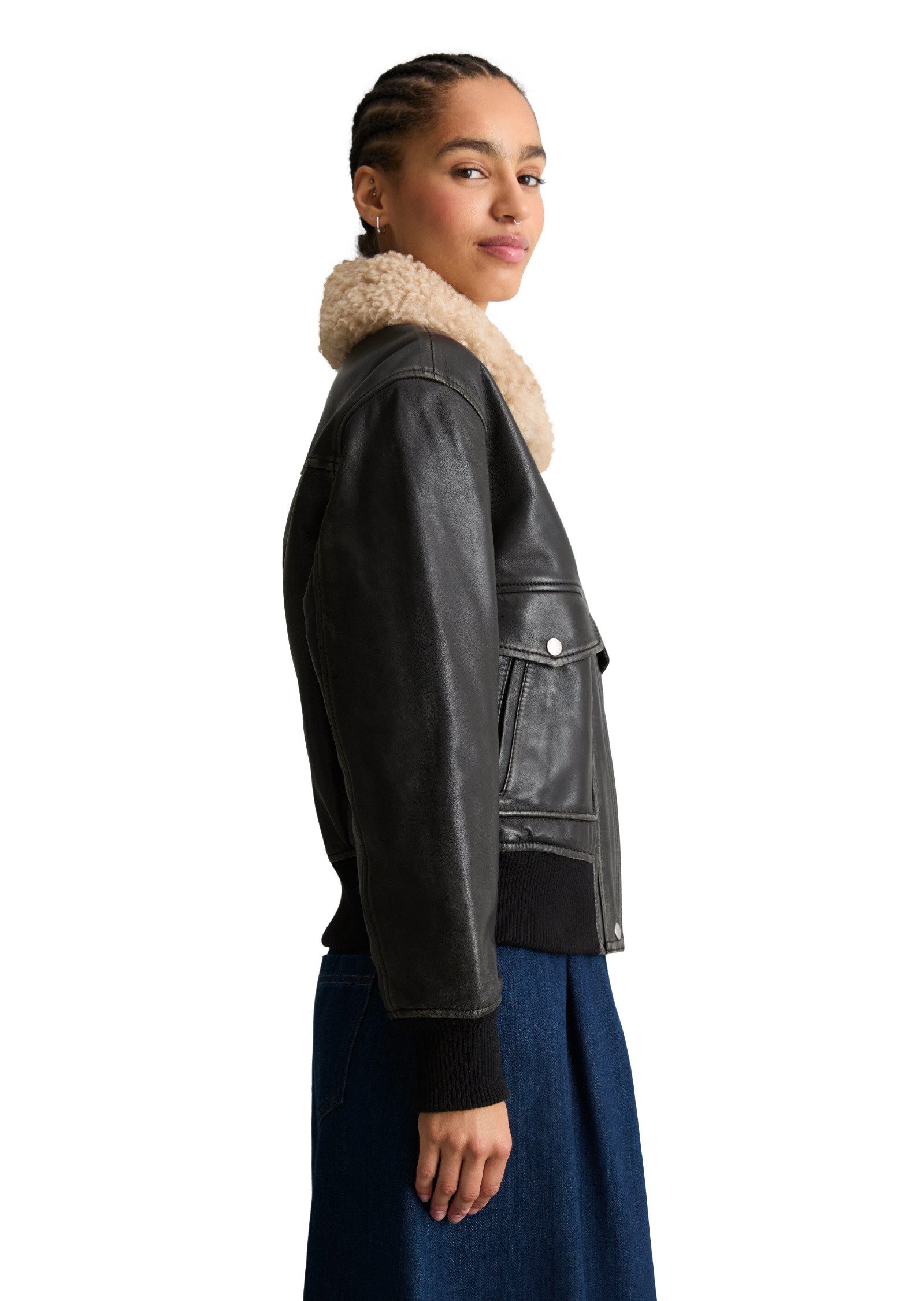 Marc O'Polo DENIM Lederjacke aus softem Lammnappaleder