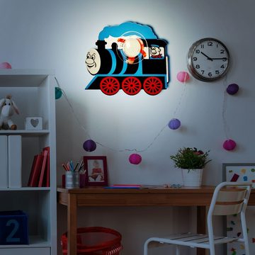 etc-shop Dekolicht, Leuchtmittel inklusive, Warmweiß, Kinder Zimmer Decken Leuchte Wand Beleuchtung Lokomotive im Set-