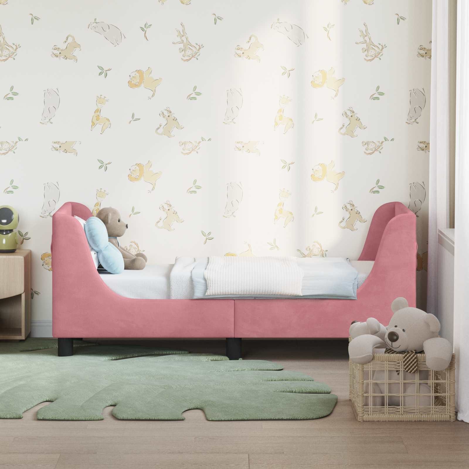 vidaXL Bett Kinderbettgestell mit Kopfteil Rosa 70 x 140 cm Samt (1-tlg) günstig online kaufen