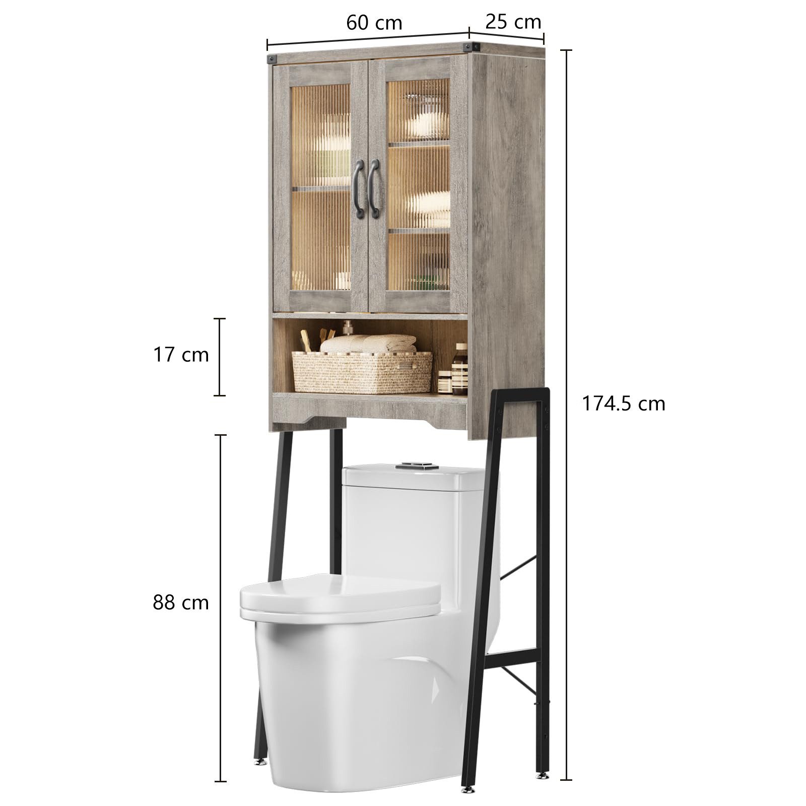 FiveWillowise Badregal Toilettenschrank Badezimmerschrank mit Glastüren und günstig online kaufen