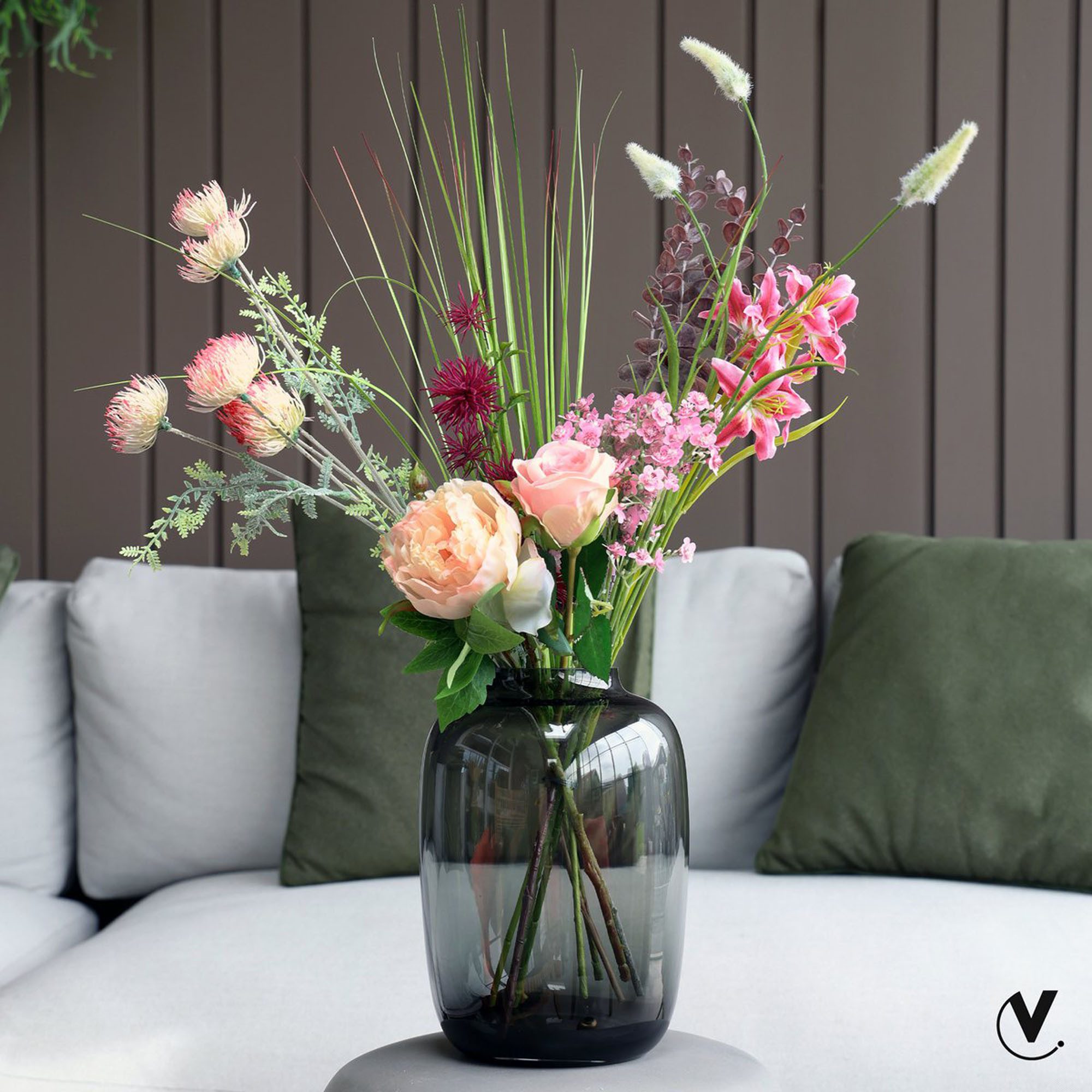 Vase the World Tischvase Glasvase breit 29 cm für Blumen Glas mundgeblasen (1 St), abgerundete Zylinderform, mundgeblasen