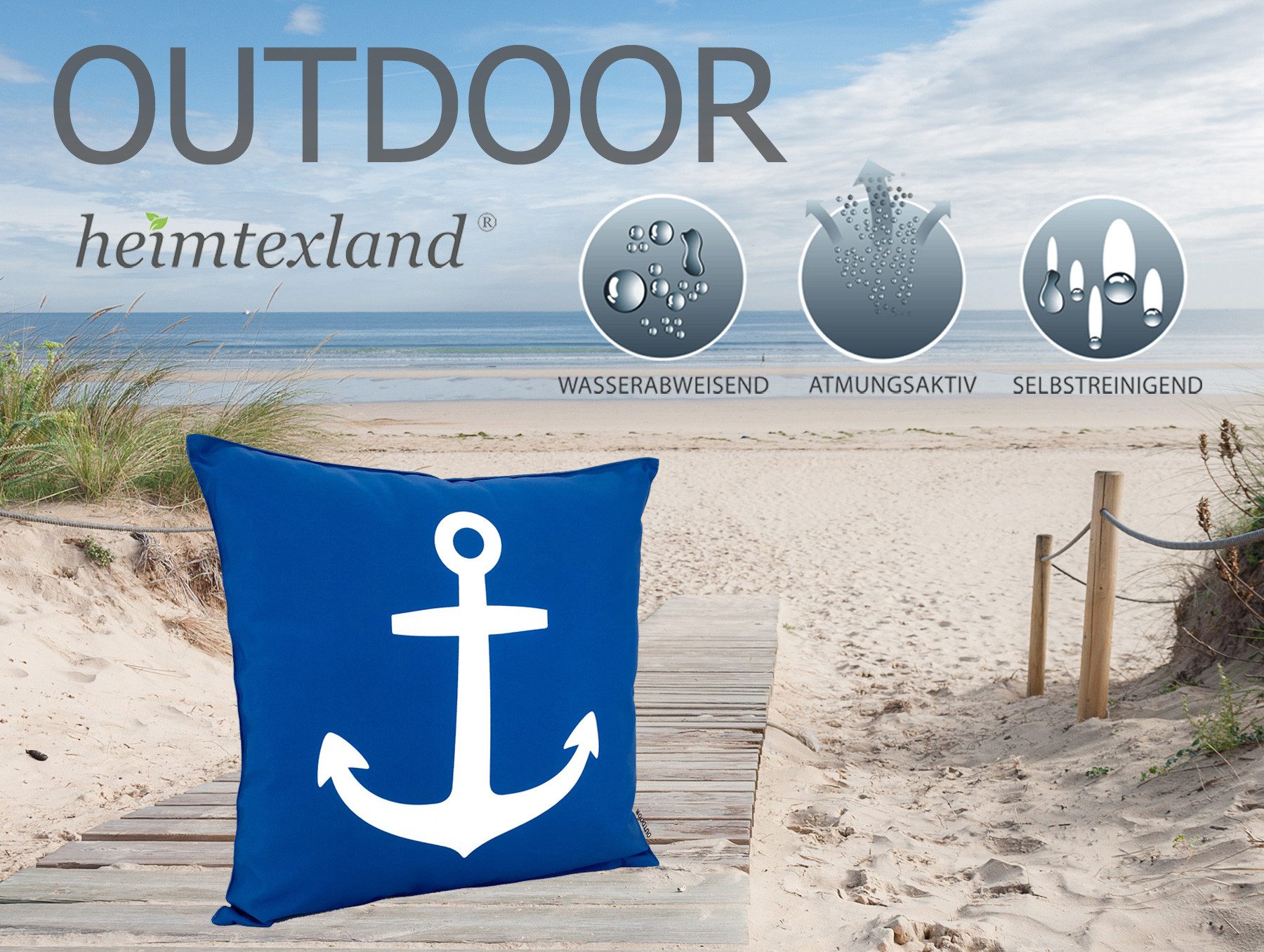 heimtexland Dekokissen Outdoorkissen Garten Deko Outdoor Kissen Maritim, schmutz- und wasserabweisend