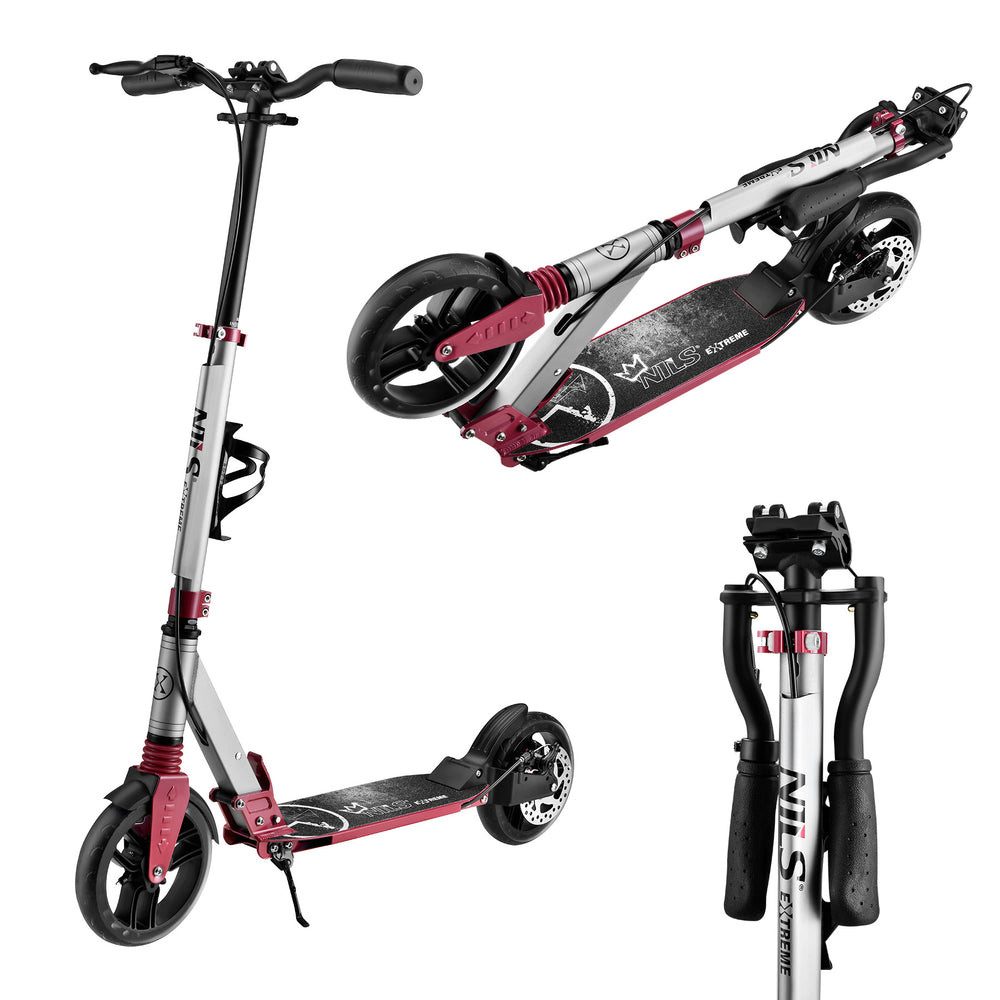 NILS EXTREME Tretroller Klapproller Cityroller Scooter, (Spar-Set, 1 tlg., 88 x 40 x 110 cm klappbar), LED-Räder, Scheibenbremse, klappbar, 200-mm-Räder