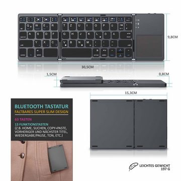 Aplic Wireless-Tastatur (faltbare Mini Bluetooth Tastatur mit Touchpad - faltbares Keyboard im Super Slim Design)