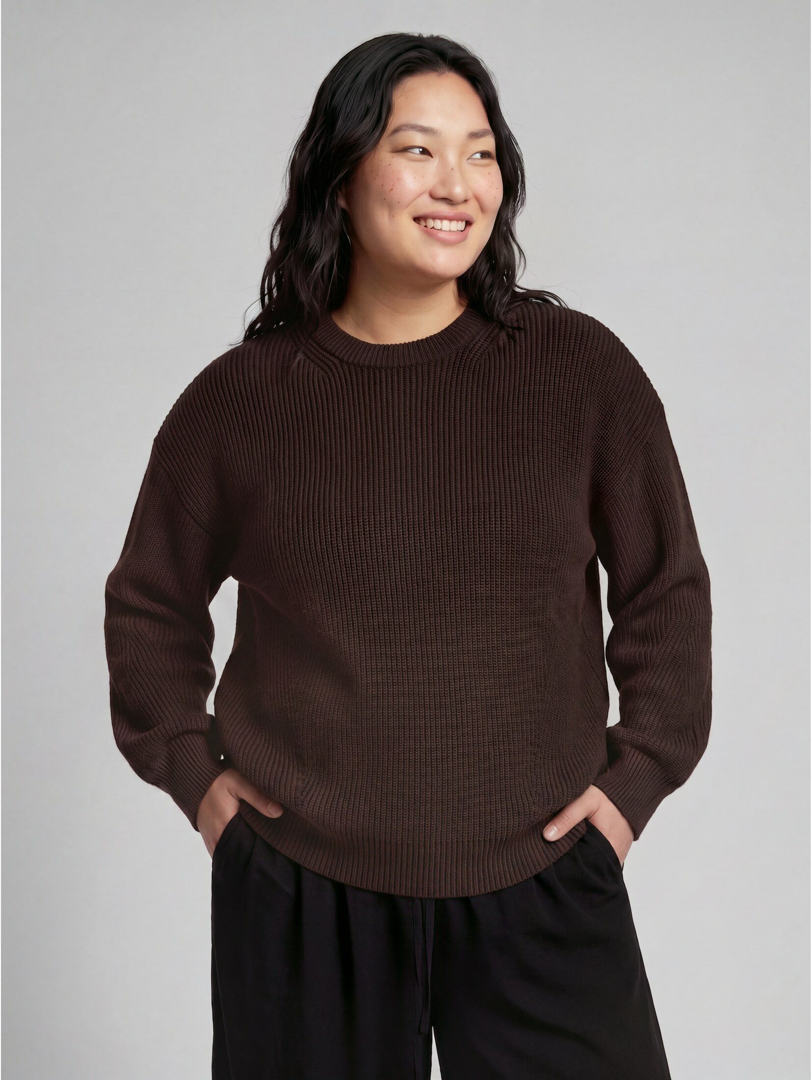 TOM TAILOR PLUS Strickpullover Pullover & Strickjacken Plus Size - Oversize Strickpullover mit Rundhalsausschnitt