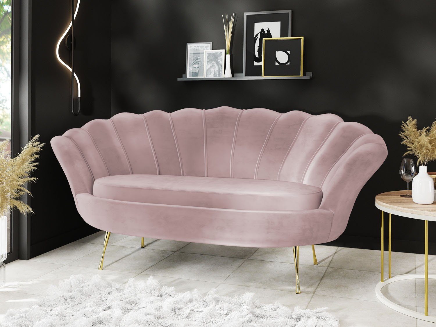 WFL GROUP Sofa Muschel, Samt 2-Sitzer günstig online kaufen