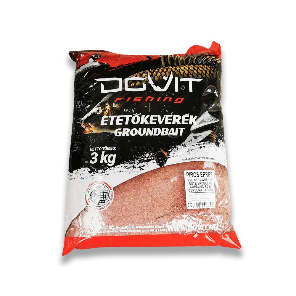 DOVIT FISHING Kunstköder 3kg Grundfutter Erdbeere - Karpfenfutter Lockfutter Angelfutter Feeder
